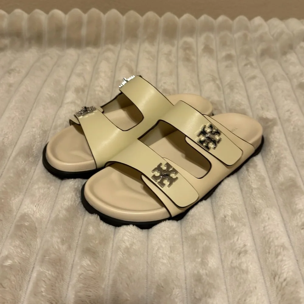Tory Burch Turnlock Sport Slide Ash Cloud Women’s Size 7.5